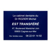 Plaque transfert de cabinet PVC