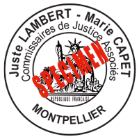 Cachet commissaire de justice avec Marianne