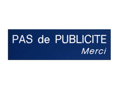 Plaque Stop Pub bleue