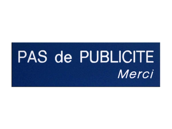 Plaque Stop Pub bleue