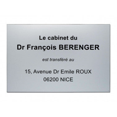 Plaque transfert de cabinet