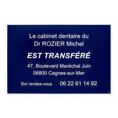 Plaque transfert dentiste