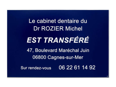 Plaque transfert dentiste
