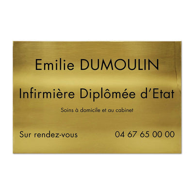 Plaque Infirmière en Laiton