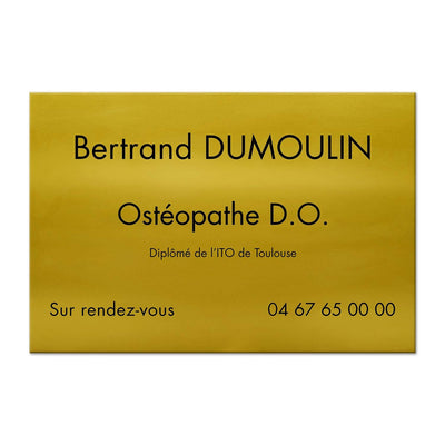 Plaque Ostéopathe en Aluminium