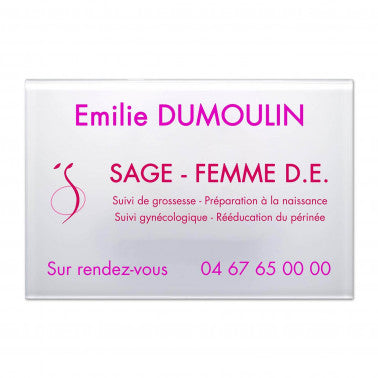 Plaque sage-femme en Plexi quadri