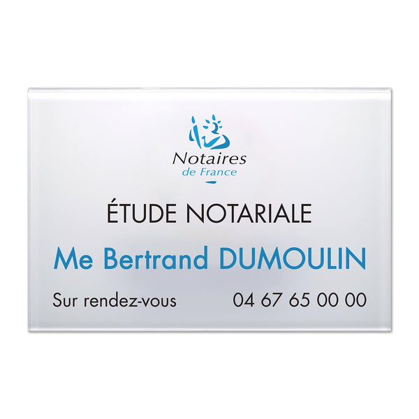 Plaque notaire en Plexi quadri
