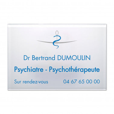 Plaque pychiatre en Plexi quadri