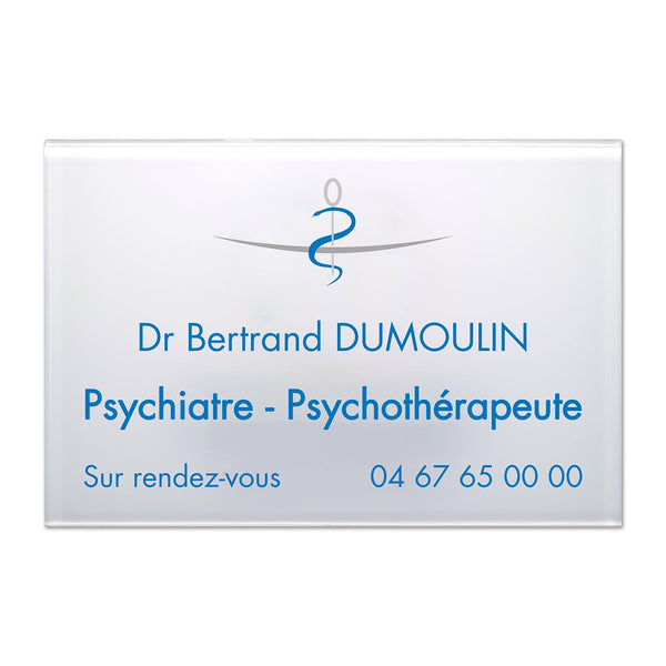 Plaque pychiatre en Plexi quadri