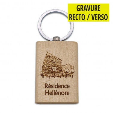 Porte clé bois gravé Recto Verso