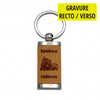 Porte clé bois et métal gravé Recto Verso